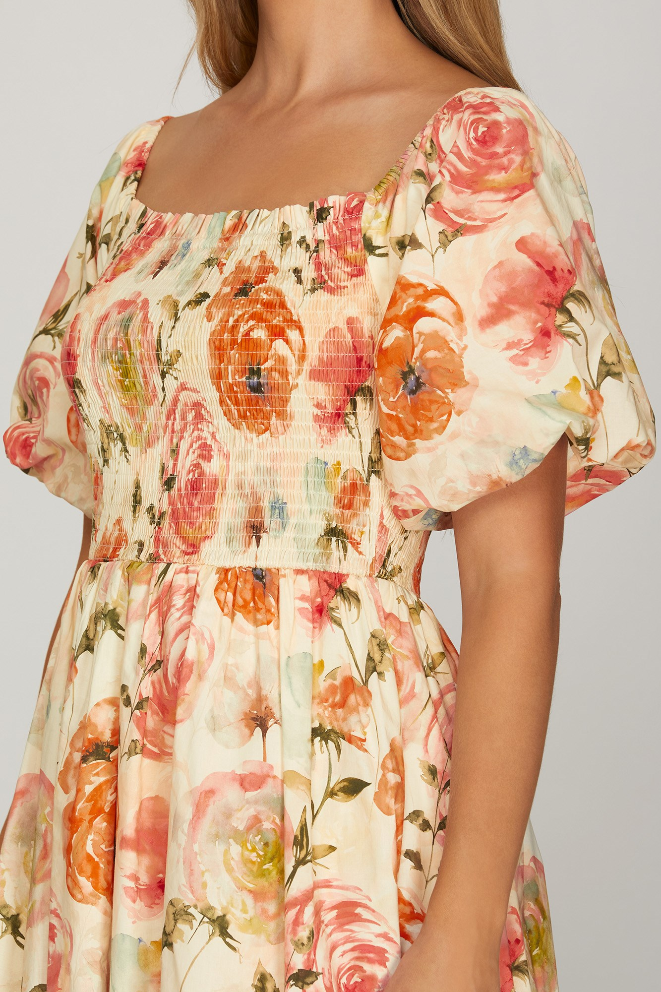 Rosey Smocked Spring Midi