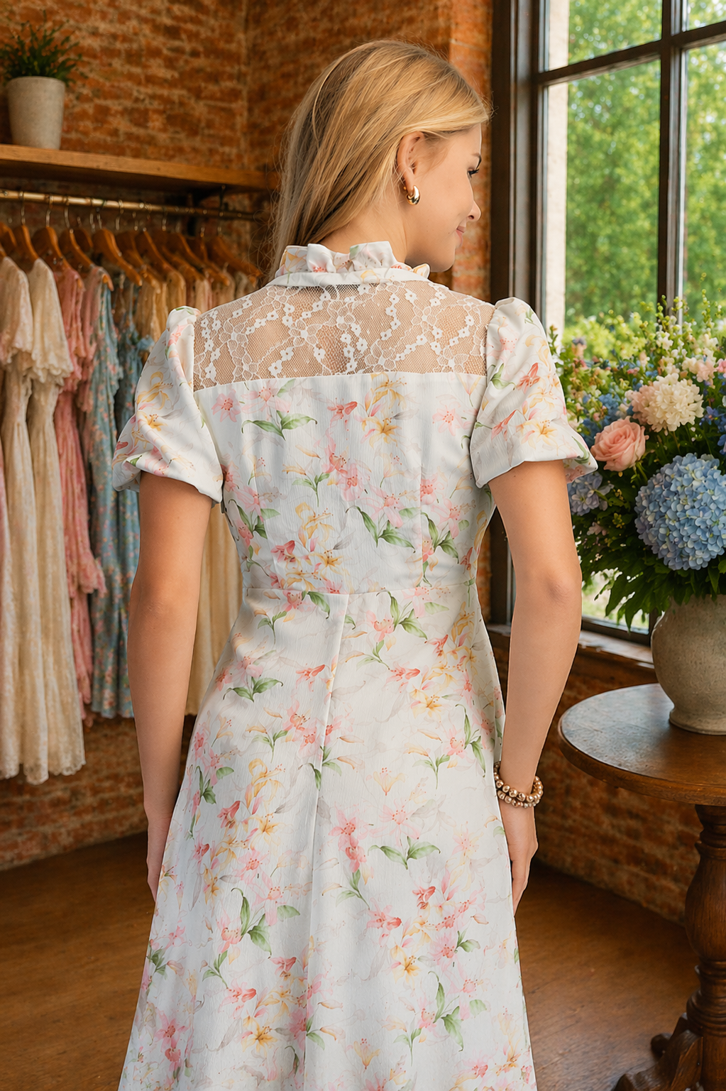 Mint Lace Yoke Dress