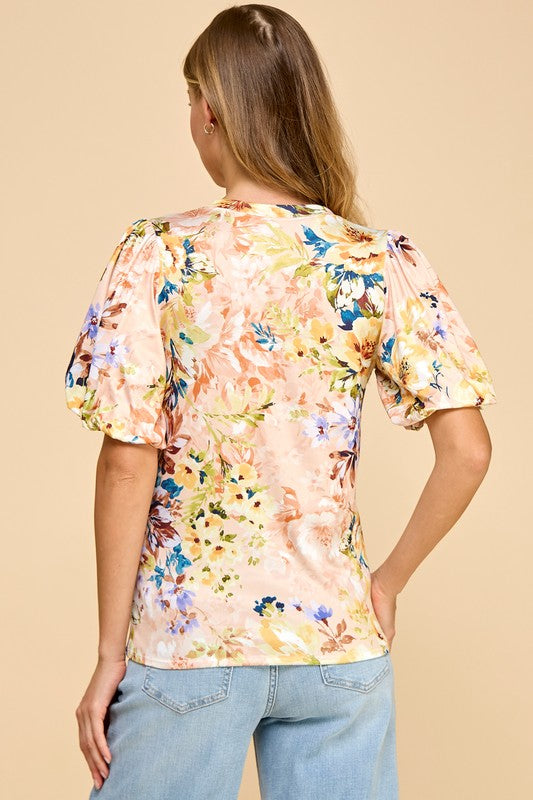Puff Sleeve Floral Top