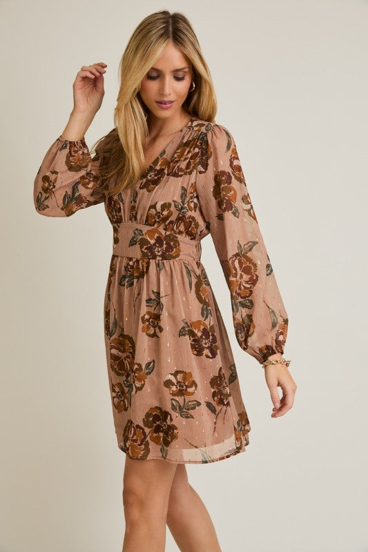 Auburn Floral Fall Dress