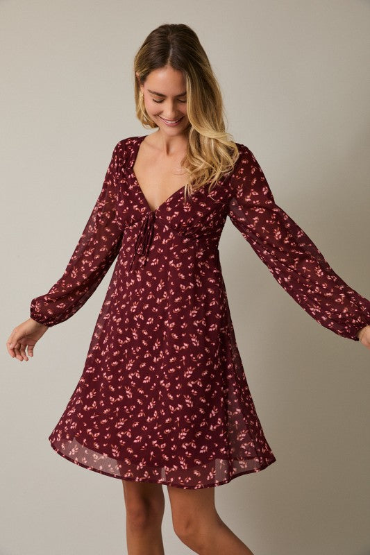 Burgundy Floral Dress