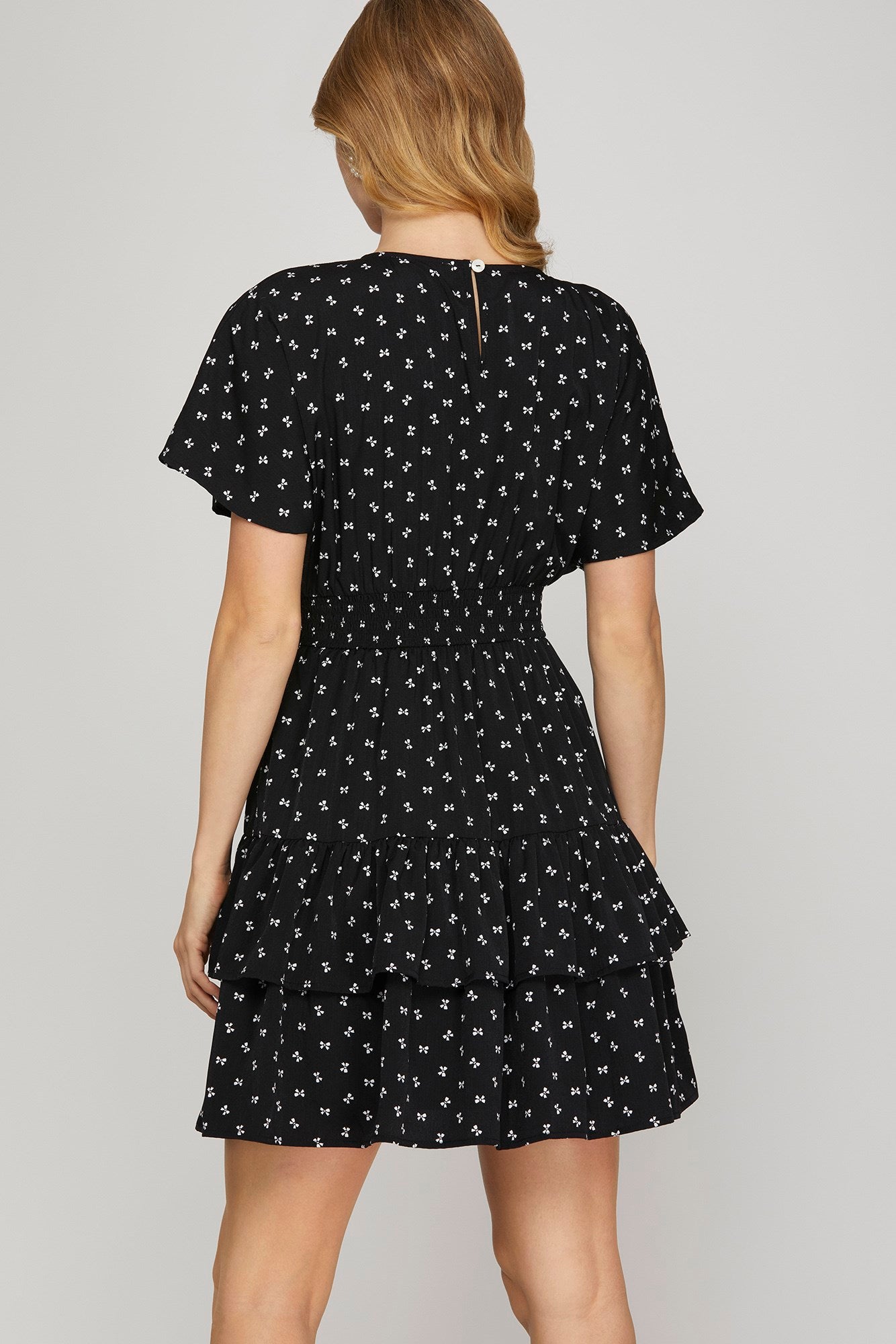 Black Bow Tiered Dress