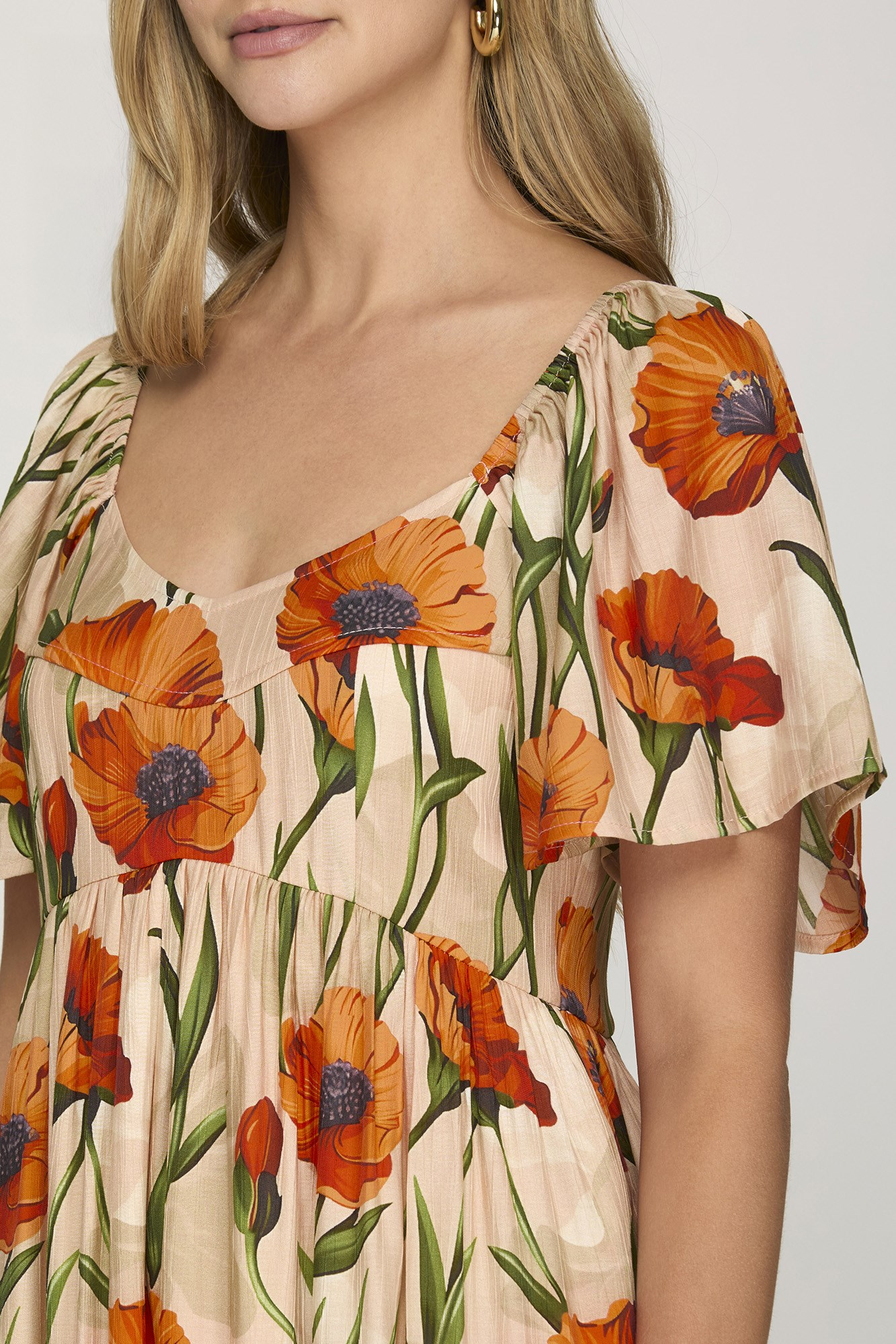 Orange Poppy Midi Dress
