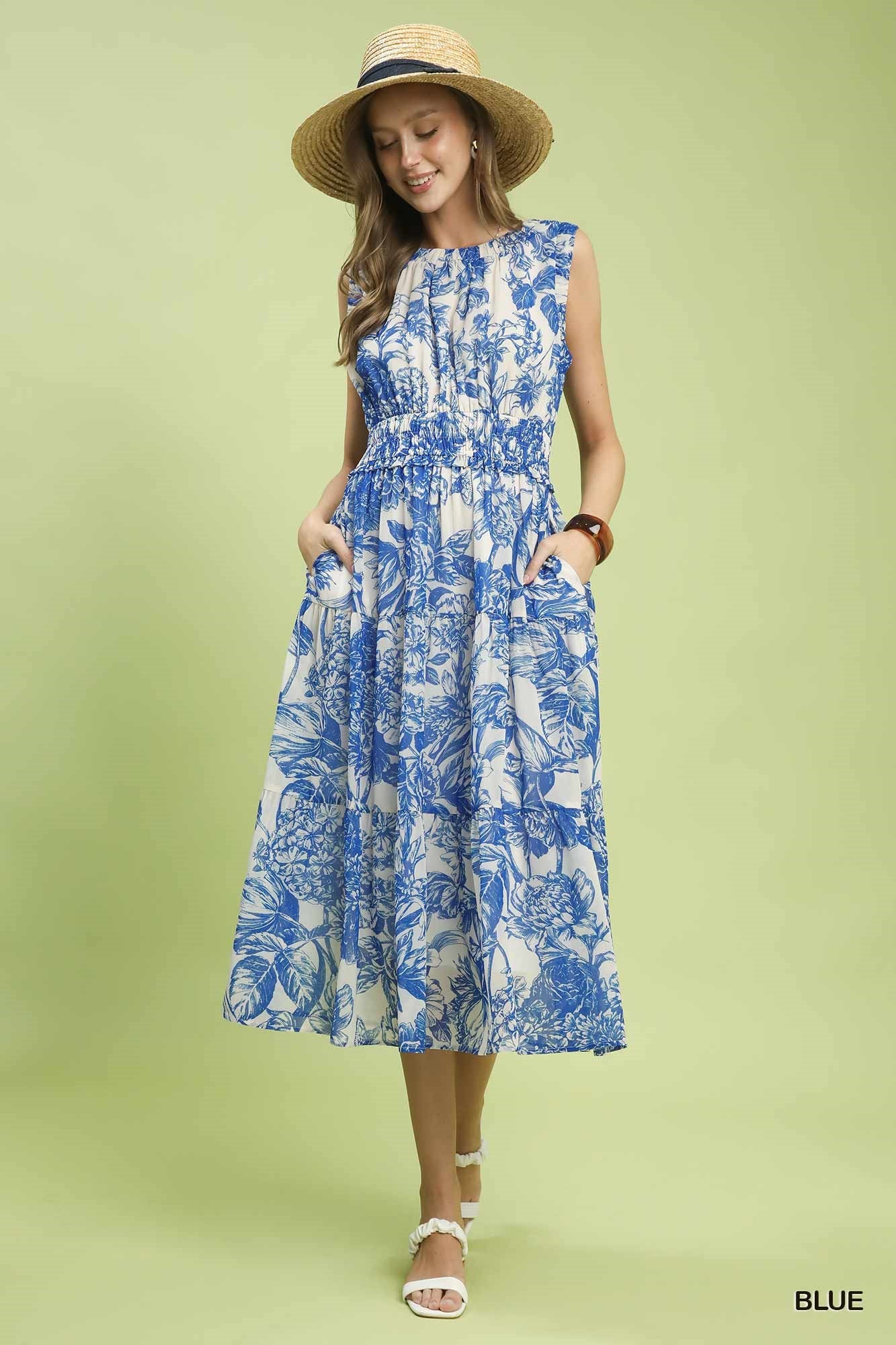 Classic Toile Print Dress - Blue