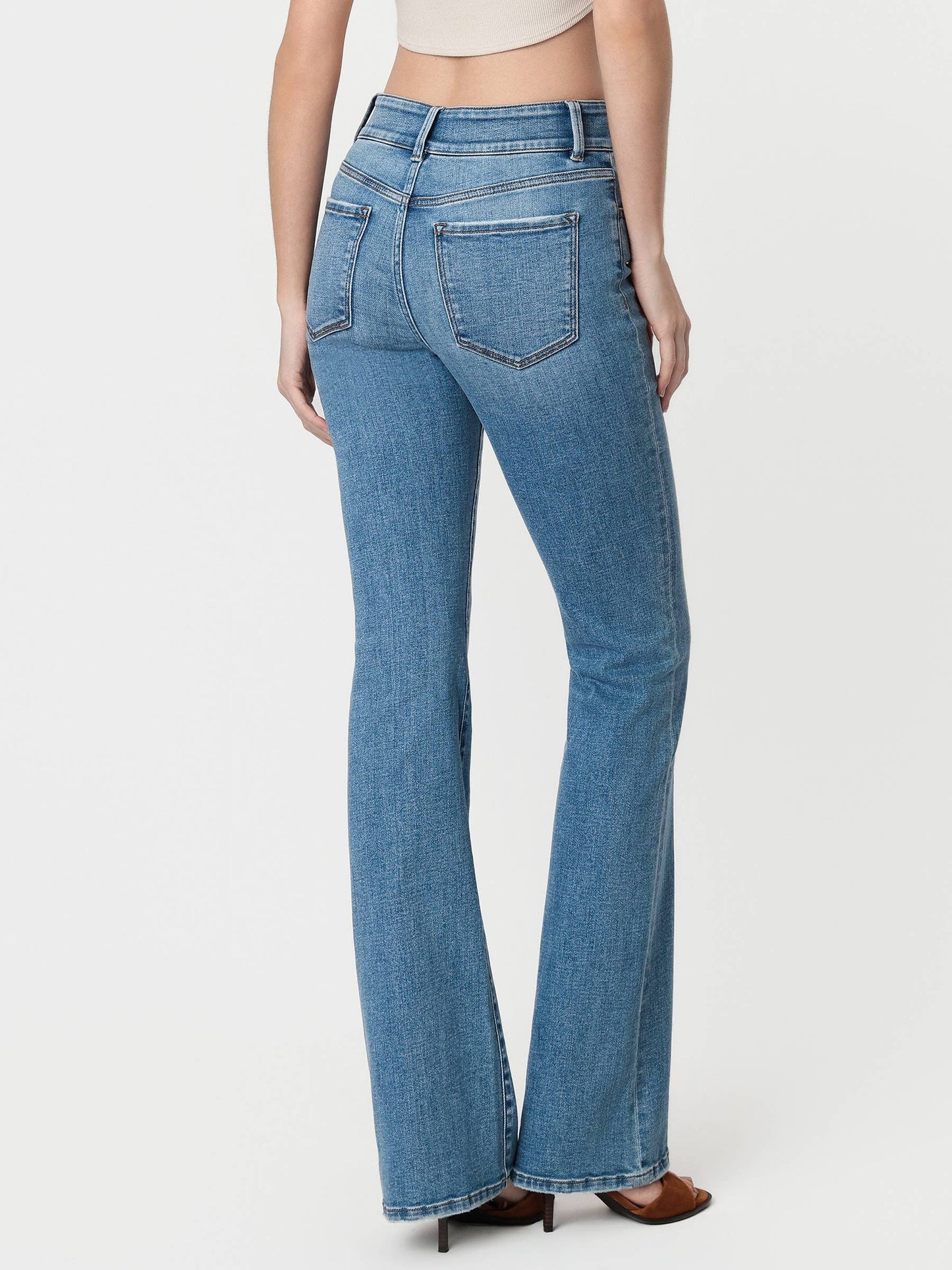 HIGH RISE 2 BUTTONS CLOSURE PINTUCK BOOTCUT JEANS T7460