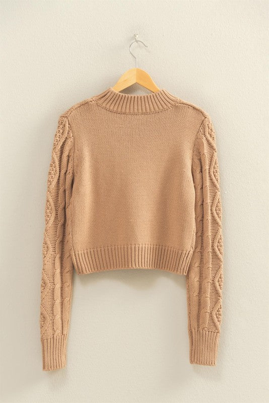 Relaxed Fit Ribbed Crop Hoodie  -  Dark Taupe