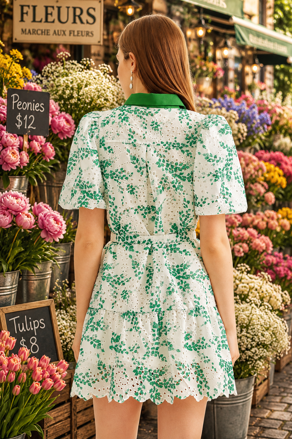 Eyelet Green Button Up Mini