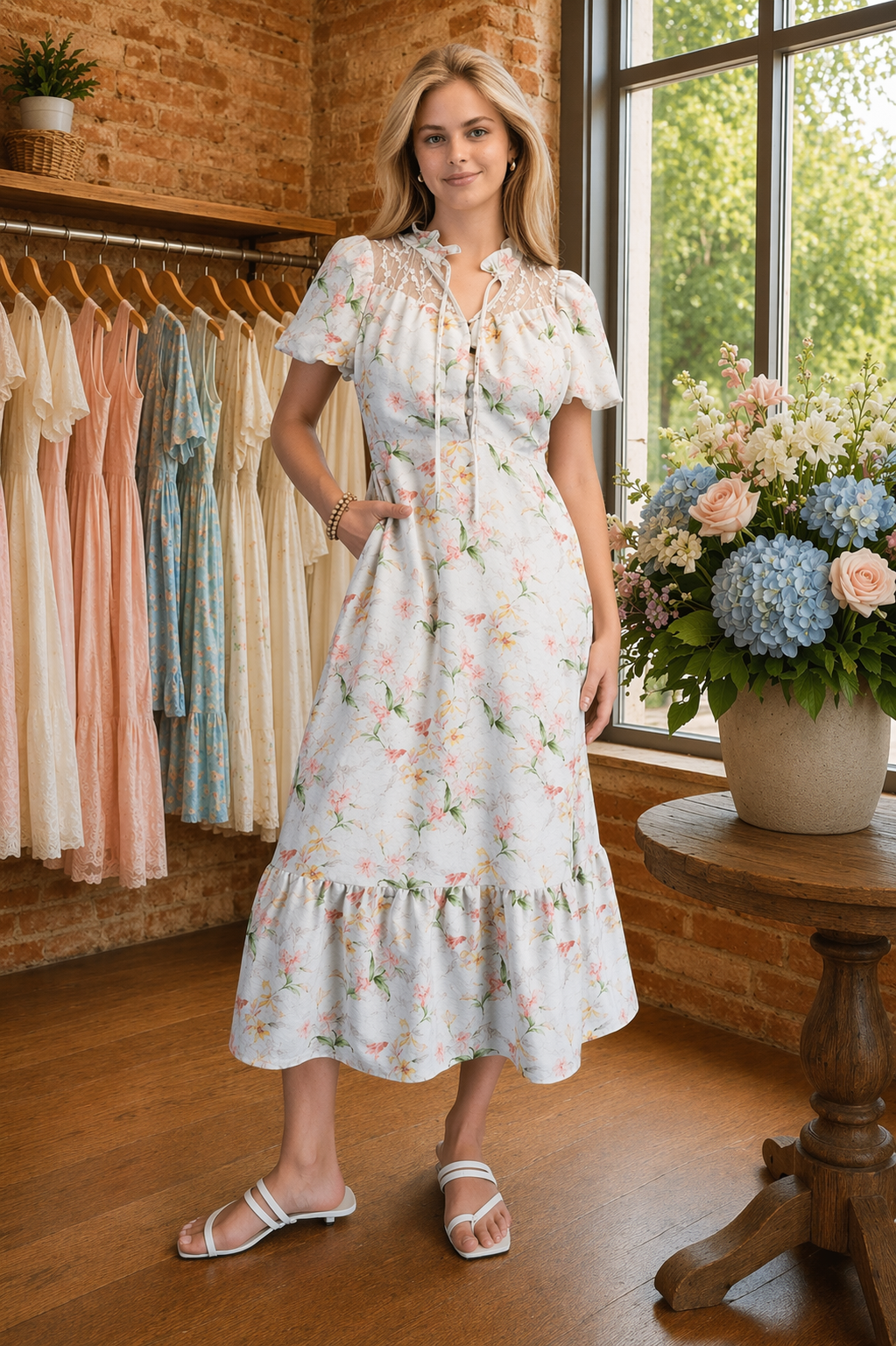 Mint Lace Yoke Dress