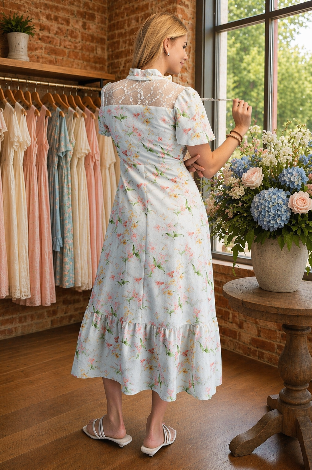 Mint Lace Yoke Dress